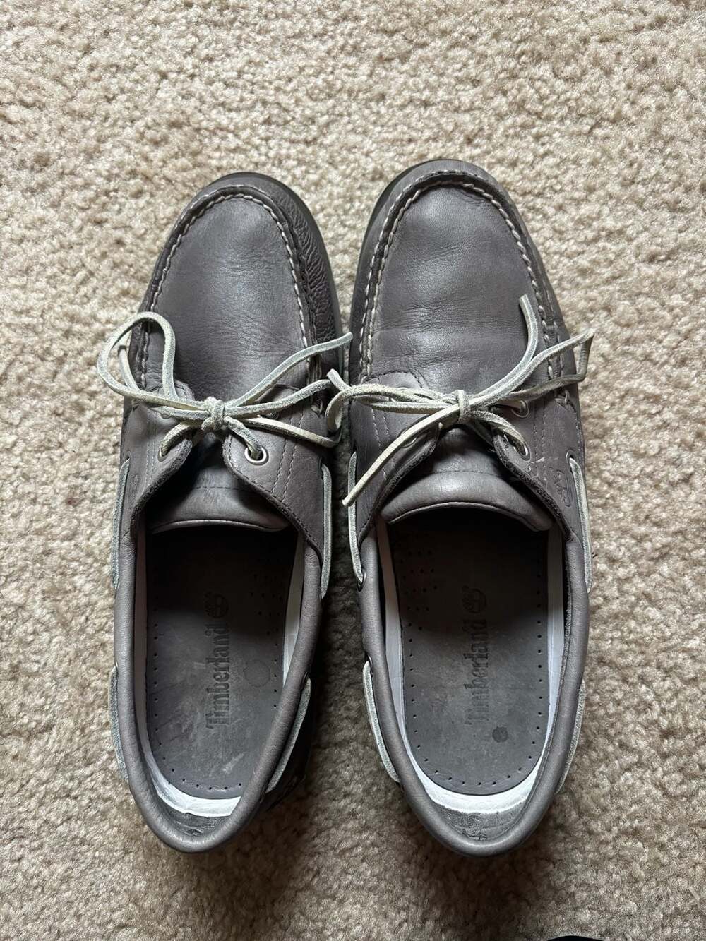 Timberland Men's Classic Boat 2-Eye Shoes in Grey Leather Size 11